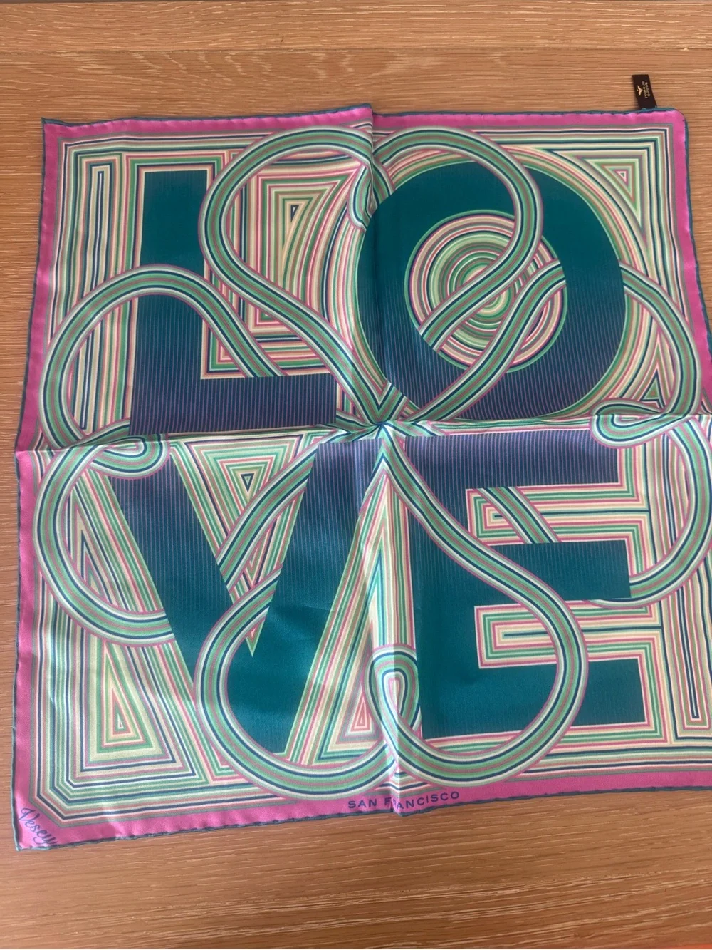 NEW Furious Goose LOVE San Francisco 100% Silk Scarf 16.5” UK
